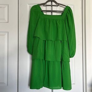 Who What Wear Green Tiered Dress